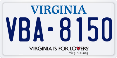 VA license plate VBA8150