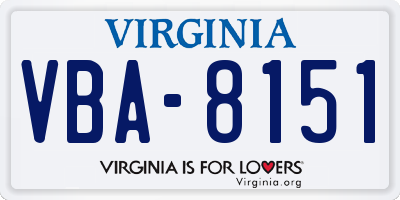VA license plate VBA8151