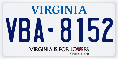VA license plate VBA8152