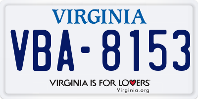 VA license plate VBA8153