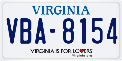 VA license plate VBA8154