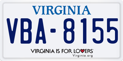 VA license plate VBA8155