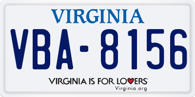 VA license plate VBA8156