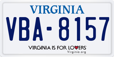 VA license plate VBA8157