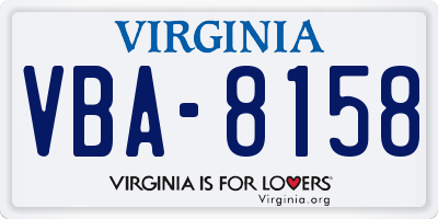 VA license plate VBA8158