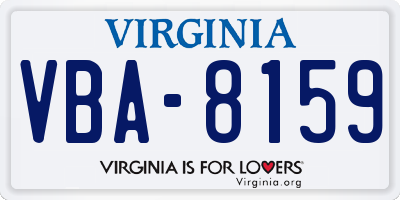 VA license plate VBA8159