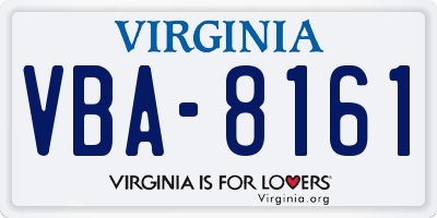 VA license plate VBA8161
