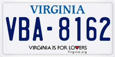 VA license plate VBA8162