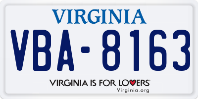 VA license plate VBA8163