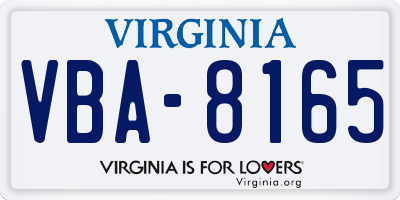 VA license plate VBA8165