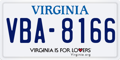 VA license plate VBA8166