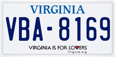 VA license plate VBA8169