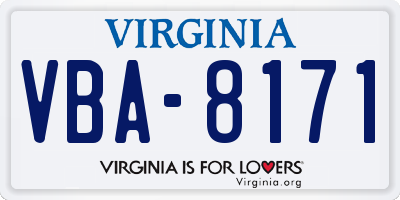 VA license plate VBA8171