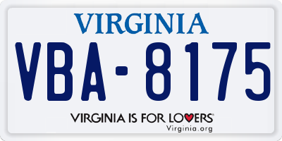 VA license plate VBA8175