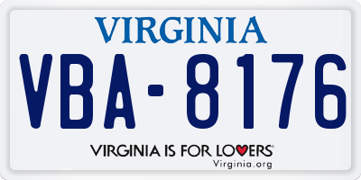 VA license plate VBA8176