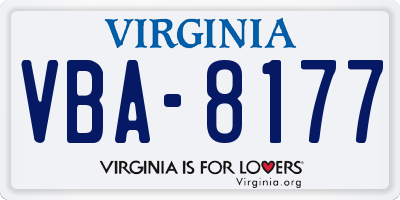 VA license plate VBA8177