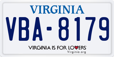 VA license plate VBA8179