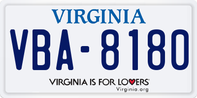 VA license plate VBA8180