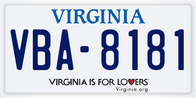 VA license plate VBA8181