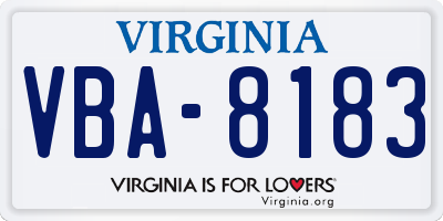 VA license plate VBA8183