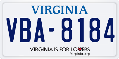 VA license plate VBA8184