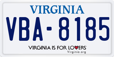 VA license plate VBA8185