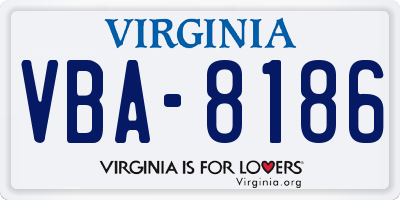 VA license plate VBA8186