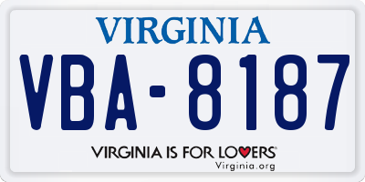VA license plate VBA8187