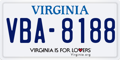 VA license plate VBA8188