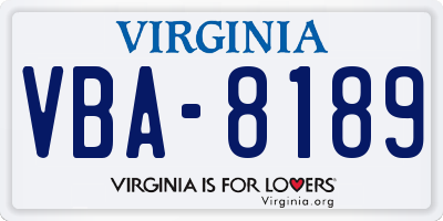 VA license plate VBA8189