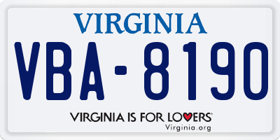 VA license plate VBA8190