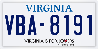 VA license plate VBA8191