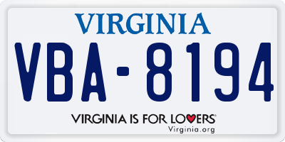 VA license plate VBA8194