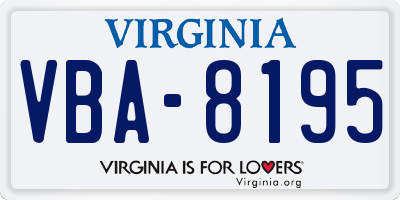 VA license plate VBA8195