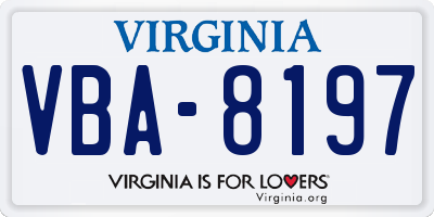 VA license plate VBA8197