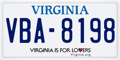 VA license plate VBA8198