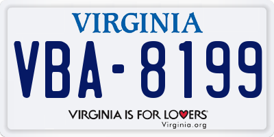 VA license plate VBA8199