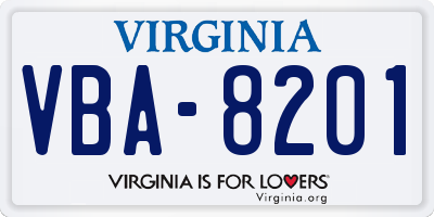 VA license plate VBA8201