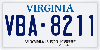 VA license plate VBA8211