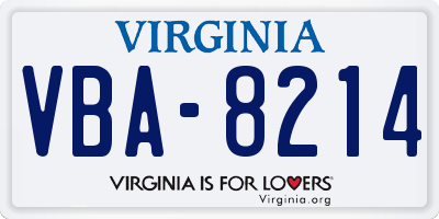 VA license plate VBA8214