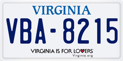 VA license plate VBA8215
