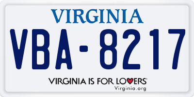 VA license plate VBA8217