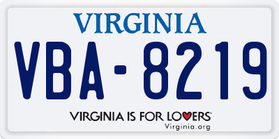 VA license plate VBA8219
