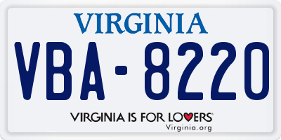 VA license plate VBA8220