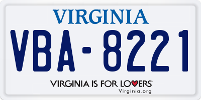 VA license plate VBA8221