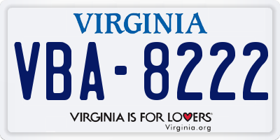 VA license plate VBA8222