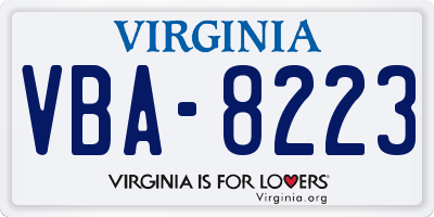 VA license plate VBA8223