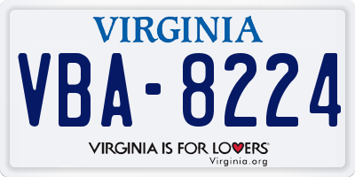 VA license plate VBA8224