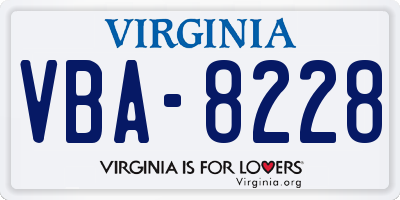 VA license plate VBA8228