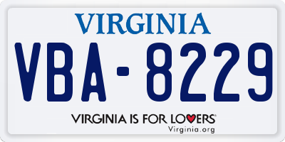 VA license plate VBA8229